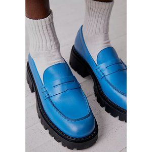 FREE PEOPLE Lyra Lug Sole Loafers / Baywatch Blue